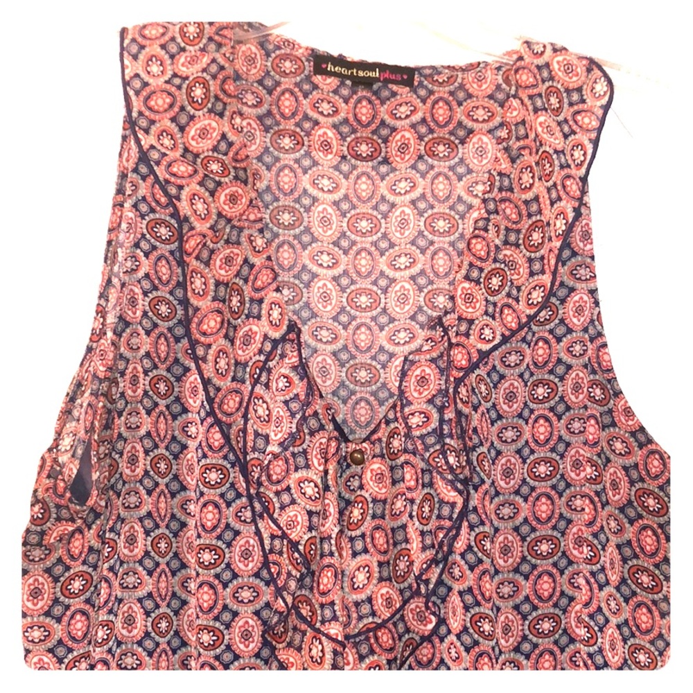 Tank blouse with front ruffles